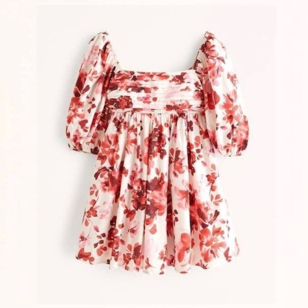 Abercrombie Emerson Ruched Puff Sleeve Mini Dress